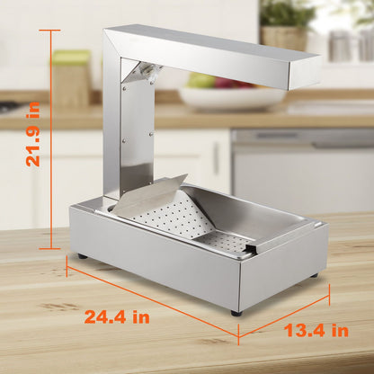 750W Commercial Electric French Fry Warmer with Free-Standing Light & Digital Thermostat Control - Heavy-Duty Stainless Steel Countertop Food Warmer with Spacious Heating Chamber, 120V Plug-In Operation for Restaurants, Parti