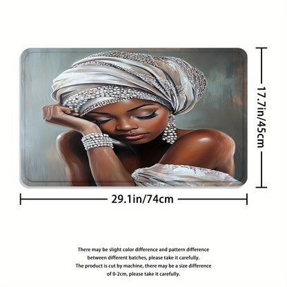 4pcs Sexy Woman Shower Curtain Set with frican Woman Portrait ( & Beaded Headwrap) - Elegant Bathroom Decor, Toilet Mat & 12 Free Hooks Included, Luxury Bath ccessories for Spa-Like Homes, Housewarming Gift for Women, Shower