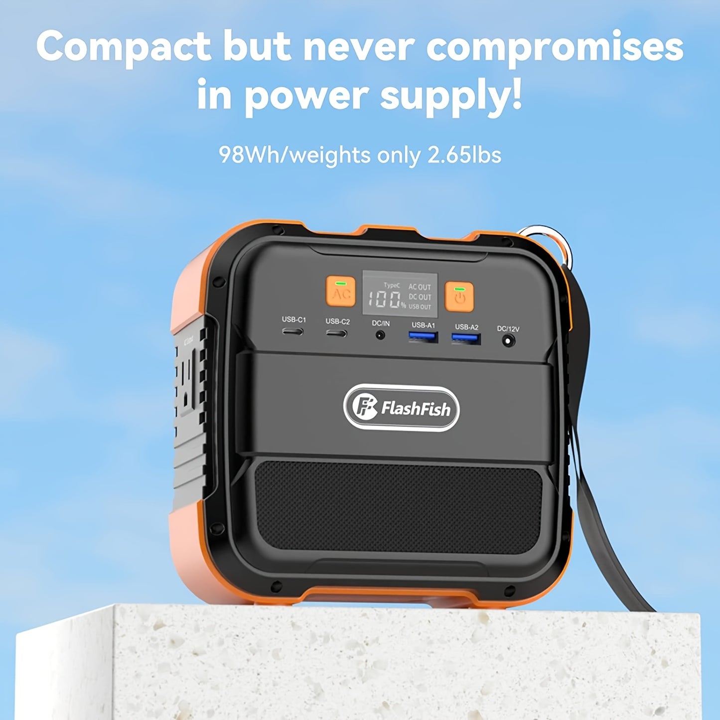 Flashfish 200W Portable Power Station, 45000mAh Solar Generator with // Outlets, Lithium Battery Pack for CPAP, Camping, Home Emergency Backup, Solar  Compact & Lightweight Design,F Overload & Overheat, 166Wh Capacity, 110V-1