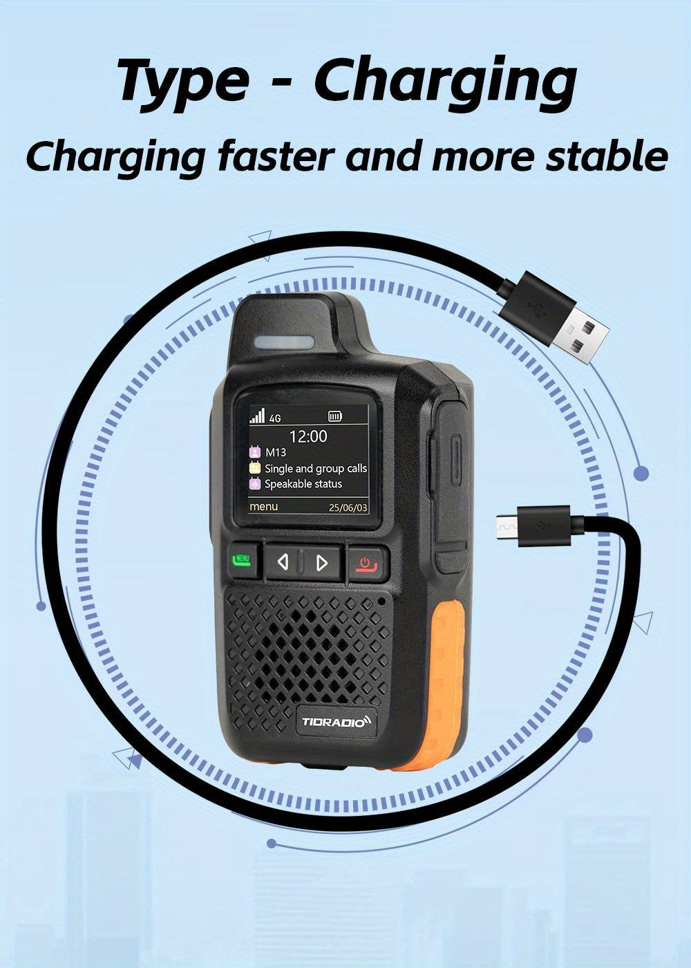 TIDRADIO M13 Global Walkie Talkie 5000km Long Rang Global PPT Walkie-Talkie with SIM Card 1 Year Free Data Service Transnational POC Radio, Transnational Communication, Emergency Radio, Durable Construction, Portable Device,