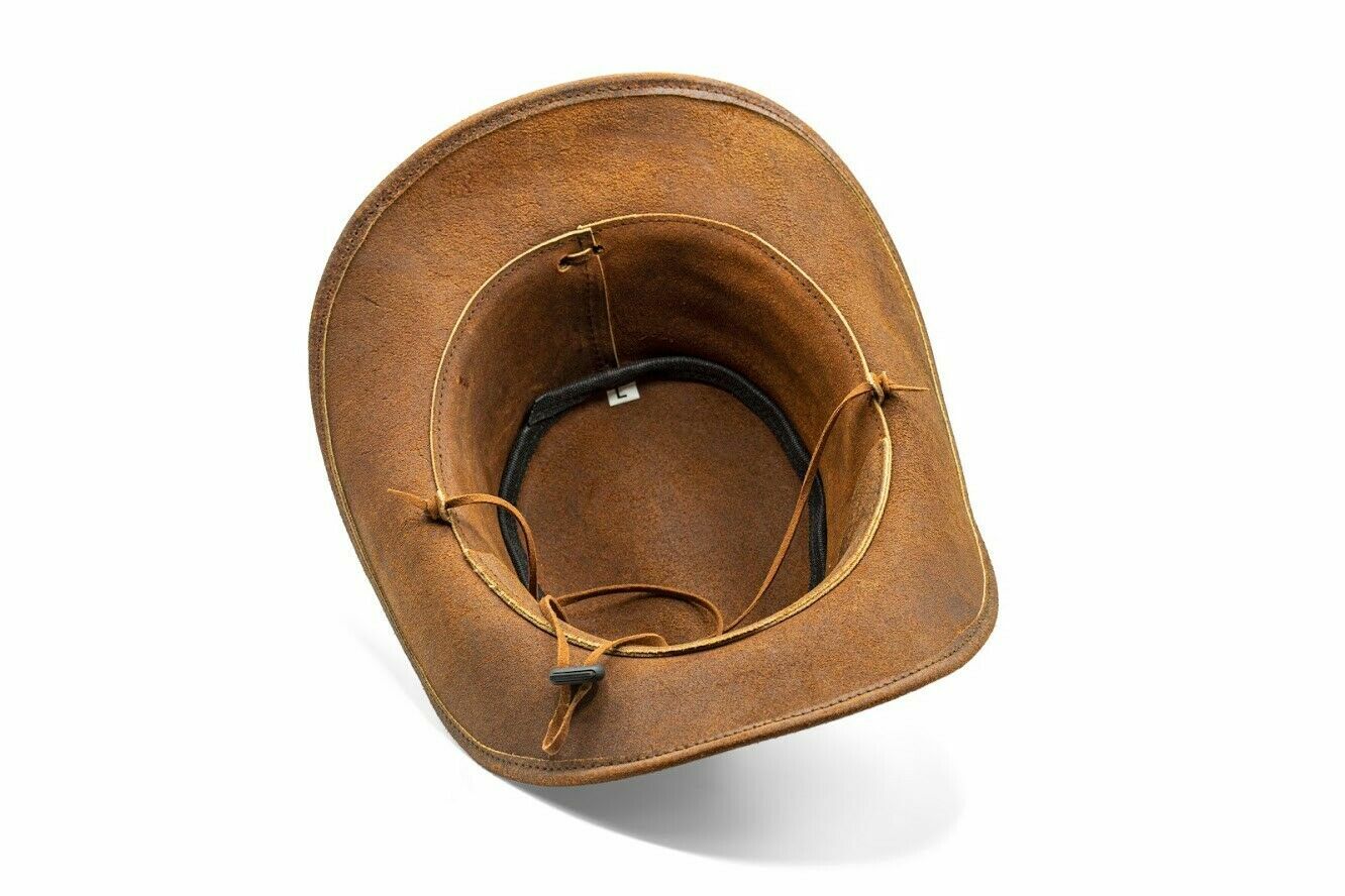 Men and Women Brown Genuine Leather Cowboy Western Hat – Classic Western Hat for Outdoor Adventures, Rodeo, Ranch, Country, Hiking, Travel, Festivals, Camping, Road Trips, Horse Riding, Costume, Halloween Parties – Stylis