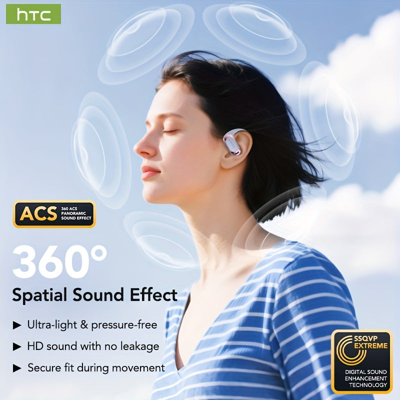 1pc HTC NE28 Open-Source OWS Translation Earbuds with 6.0 Low Latency, Wireless, USB Charging, Battery, 5W Power for Learning, Sports, Work, OWS Translation Earbuds, Learning Audio, Sleek Earbuds, Modern Design, Durable Earbu