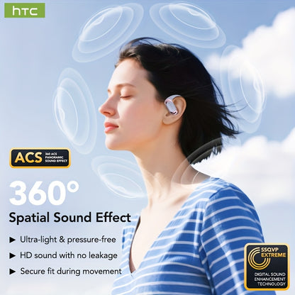 1pc HTC NE28 Open-Source OWS Translation Earbuds with 6.0 Low Latency, Wireless, USB Charging, Battery, 5W Power for Learning, Sports, Work, OWS Translation Earbuds, Learning Audio, Sleek Earbuds, Modern Design, Durable Earbu