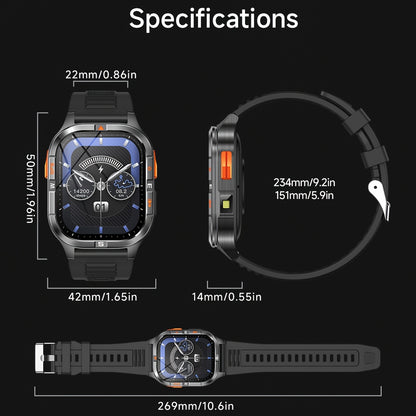 COIUSOR New 2.01-inch GPS Smart Watch, wireless call sync SMS alerts, GPS Positioning, Compass, Altitude, Air Pressure, 3D Dly Video Watch Face, 100+ sports modes Smartwatch for Fitness Tracking, for iPhone and Android mobile