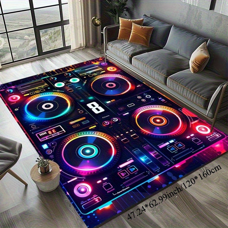 Vibrant DJ Console Pattern Mat - Multifunctional Home Decor Mat for Bedroom, Living Room, Kitchen - Ideal Gift for Birthdays, New Year, Housewarming, DJ Accessories