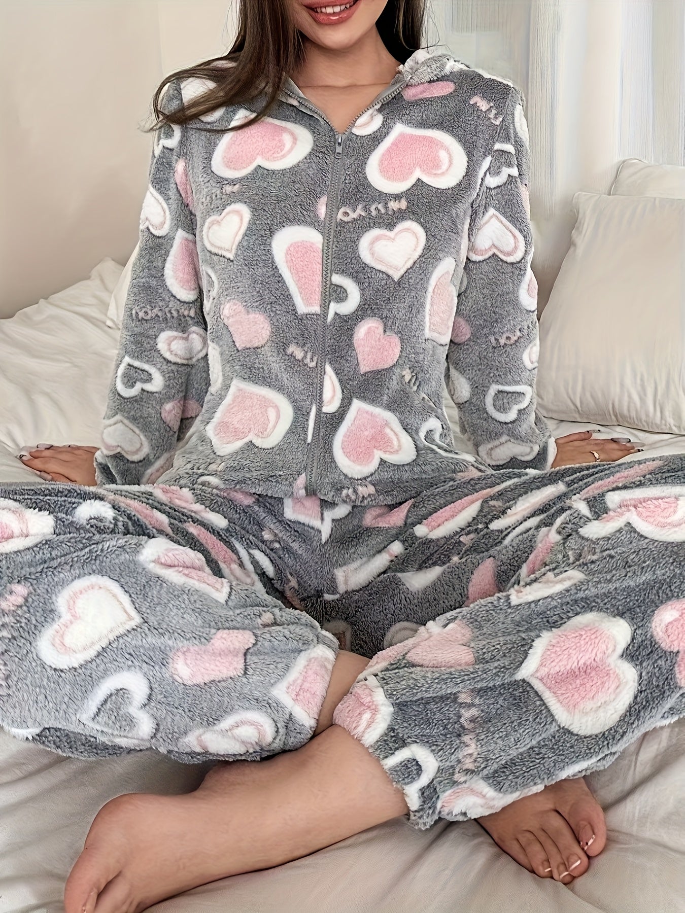 Women'S Thickened Fleece Onesie with a Hood for Autumn And Winter