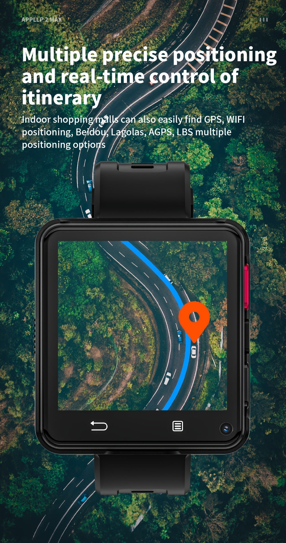 LOKMAT APPLLP 2 MAX Android Smart Watch Phone with 4G/5G, Dual SIM,, Dual Camera, Android 11 OS, Slot & Memory Card Compatible, Smartphone-Watch Hybrid for Calling, Tracking (Compatible with Android/ Apps)