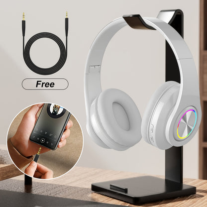 Wireless Noise Cancelling Headphones, Wireless Earbuds with Deep Bass, Lightweight Foldable Headphones with Built-in Microphone, for Work Laptops, Mobile Phones, On-head Gaming Headphones, Compatible with Android/iOS, Father'