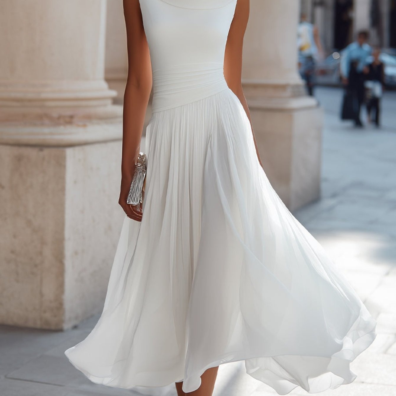 Sleeveless Pleated Waist Dress for Women | Elegant And Ethereal Design Style, Suitable for Wedding Guests And Chic Date Occasions