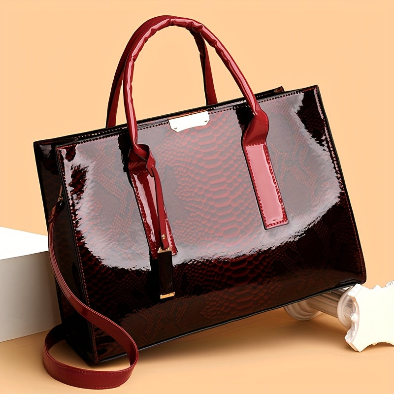 Women'S Large Capacity Elegant Handbag with Detachable Strap & Golden-Tone Hardware - Structured Tote, Golden-Tone Hardware & Zipper Closure