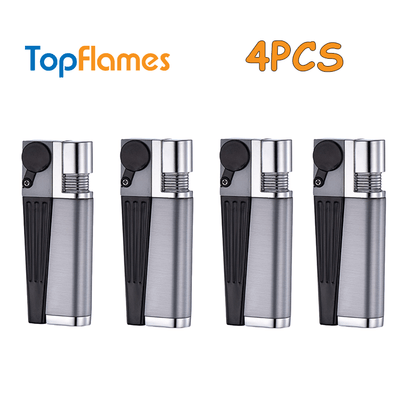Buy One Get Four Free: 4-pack: 2-in-1 Retro Folding Pipe Lighter, Metal Portable Soft Flame Inflatable Lighter, One-piece Oblique Spray Butane Gas Lighter, Adjustable Flame, Gift for Boyfriend (excluding Butane Gas)