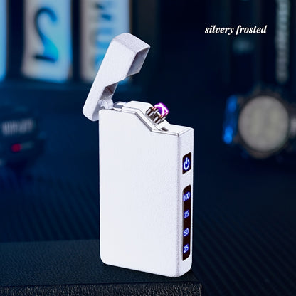 Windproof Dual Arc Lighter, USB C Electric Lighter, Rechargeable USB Lighter, Designed by Parker, Featuring a Spade A Pattern, Wind-Resistant, Suitable for Candles, Incense Sticks, Outdoor Camping, Hiking, a Gift for Men