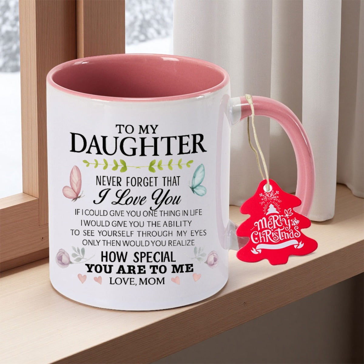 A Gift for My Daughter 11oz 350mlCeramic Coffee Mug Coffee Cup Perfect Gift for Any Occasion Teacup Living Room Tabletop Souvenir Collection Piece for Teachers Present Thanksgiving Gift for Friends High Quality Ceramic New Ye