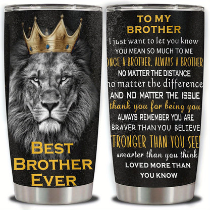Brother Birthday Gifts, Best Brother Ever Gift Idea from Sister, 20oz Stainless Steel Tumbler for Men, Bro Travel Mu, 1pc