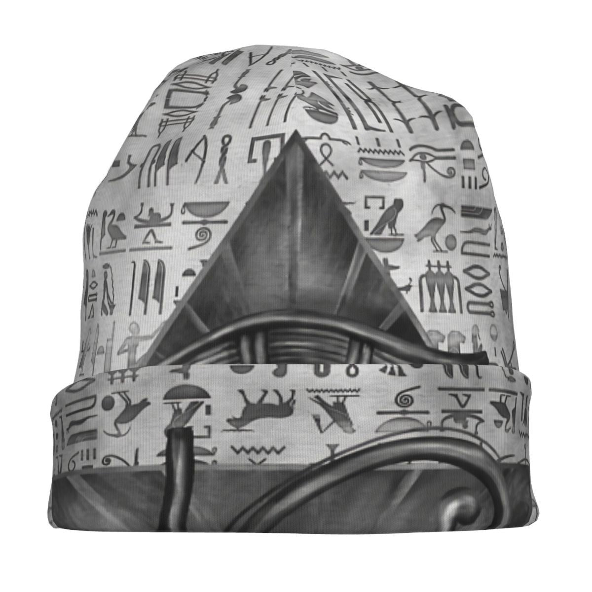 1pc BIIHUDU Unisex Egyptian Eye of Horus Beanie - Funky Style Knit Fabric Hat with Elastane and Polyester, Soft No-Brim Bonnet