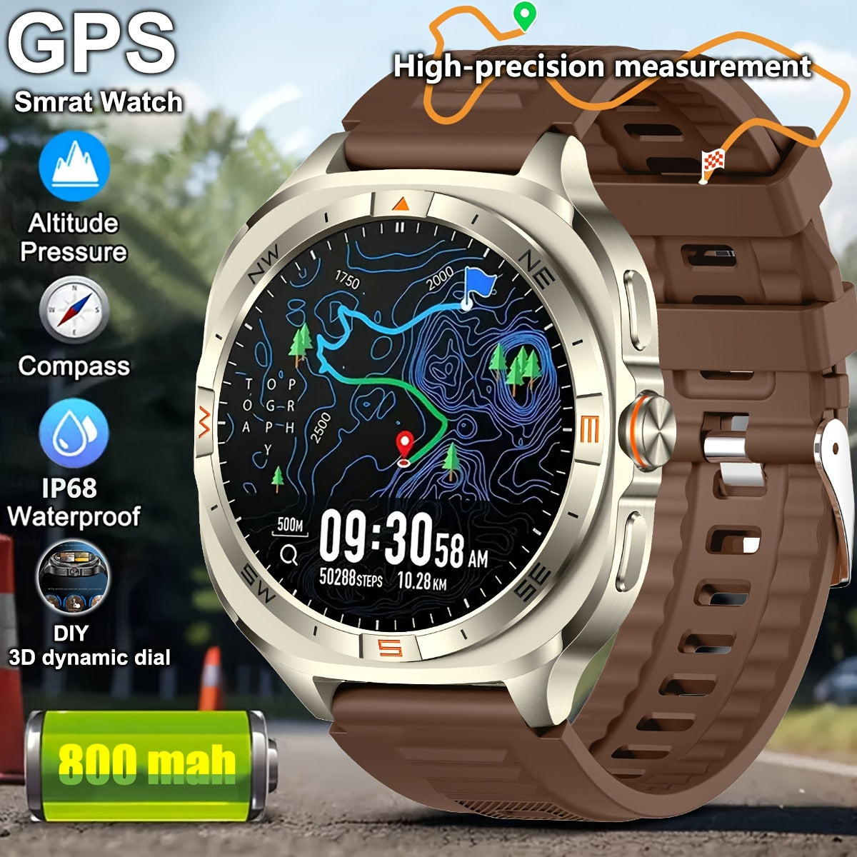 [GPS Precise Positioning Smartwatch ] 1.46-inch high-definition large screen smartwatch! Built-in GPS for precise trajectory recording during running, cycling and outdoor exploration. High Quality, wireless 5.4 calls, 800mAh
