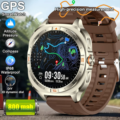 [GPS Precise Positioning Smartwatch ] 1.46-inch high-definition large screen smartwatch! Built-in GPS for precise trajectory recording during running, cycling and outdoor exploration. High Quality, wireless 5.4 calls, 800mAh