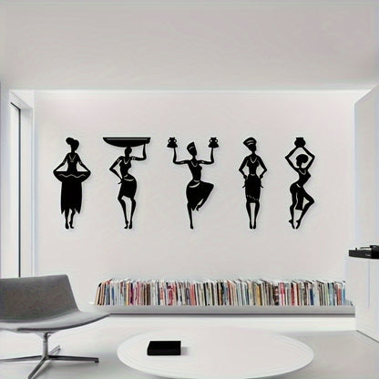 2D Flat, 5pcs African Female Acrylic Wall Decor, African Dancer Artwork, Framed Home Decor, House warming Gifts, Dance Scene Themed Party Decor, Perfect for Birthdays, Valentine's Day, Weddings and Christmas - Ideal for any o