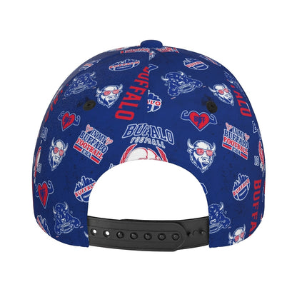 Baseball Cap Featuring a Full-Print Design with a Blue And Red Football Theme, Made from 100% Breathable And Adjustable for Comfort