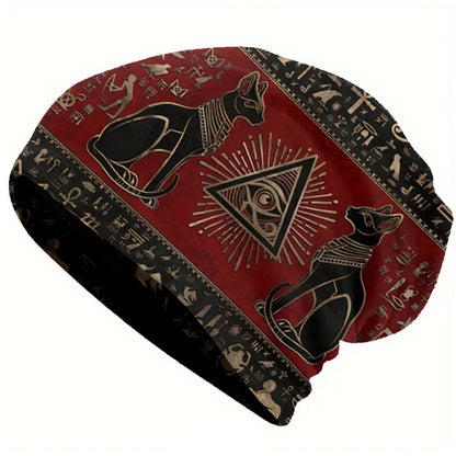 1pc Egyptian Thin Hat Hip Hop Hat Men's Warm Ancient Egyptian brimless beanie Retro floral print Fashion print thief hat - Fashionable men - Warm, durable and fashionable - Iconic artwork design