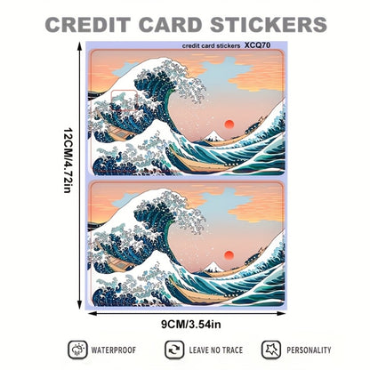 4pcs of exquisite wave-shaped decorative stickers - Personal bank card privacy light beige card sleeve protection stickers - Suitable for credit cards and bank cards, durable and scratch-resistant, a cool and unique gift,  Vi