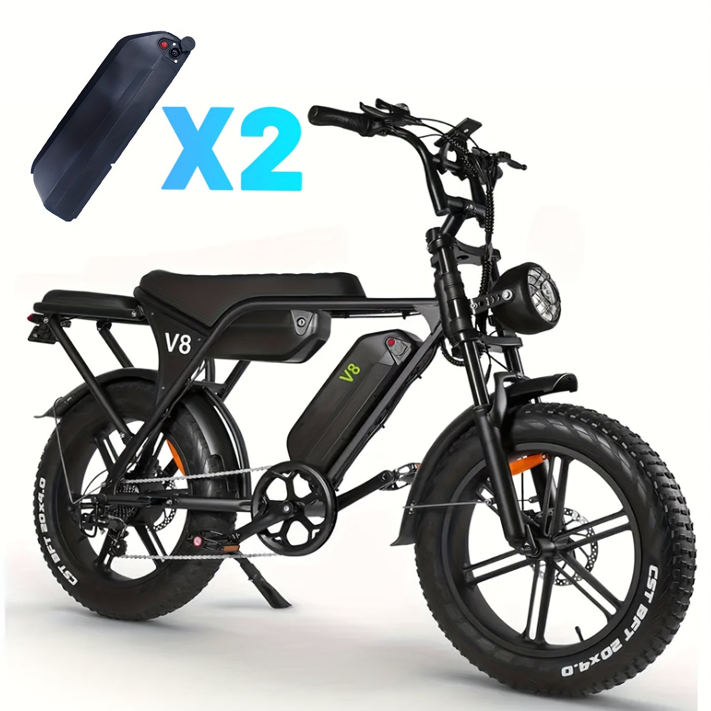 Electric Bike, Dual Battery V8 Max E-Bike - 100km Range & 19mph Speed, 740W Adults Electric Bicycle for City Commuting & Trail Ridin