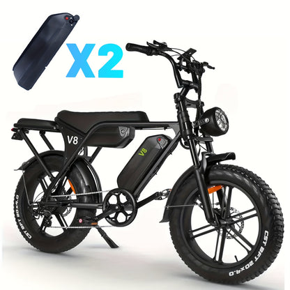 Electric Bike, Dual Battery V8 Max E-Bike - 100km Range & 19mph Speed, 740W Adults Electric Bicycle for City Commuting & Trail Ridin