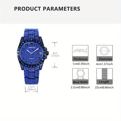 1pc Men'S Luxury Blue Steel Strap Watch - Gorgeous Starry Sky Tourbillon Mechanical Movement, Round Dial with Date Display, Alloy Case & Strap, No Battery Needed, Elegant Timepiece for Casual Attire, Formal Accessory, Sophist