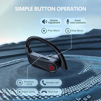Open-Ear Wireless Earbuds Bluetooth Earbuds with 120-Hour Battery Life Bluetooth 5.4, SportsEarbuds with Built-in Microphone Wireless Charging Case with LED Display Wireless BlackWith Ear Hooks for Workouts, Running, And Gym