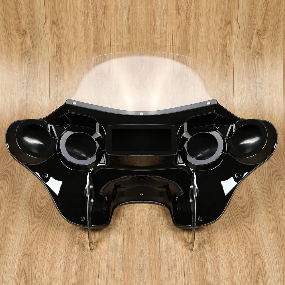 Front Batwing Fairing Compatible with 1986-2015 for Davidson Heritage Softail Fat Boy Deluxe Outer Bat Wing w/Clear Windshield 4 Speaker Mount