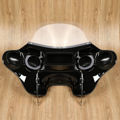 Front Batwing Fairing Compatible with 1986-2015 for Davidson Heritage Softail Fat Boy Deluxe Outer Bat Wing w/Clear Windshield 4 Speaker Mount