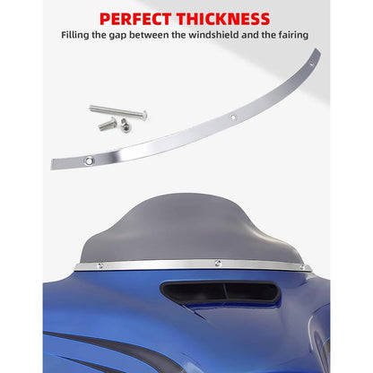 Polished Chrome Windshield Trim Stainless Windscreen Trim Batwing Motorcycle Windshield Trim Fit Touring Street Glide Ultra Limited Glide 2014 - 2024, Cruiser Wind Deflector, Precisioncrafted Part, Corrosionresistant Accessor