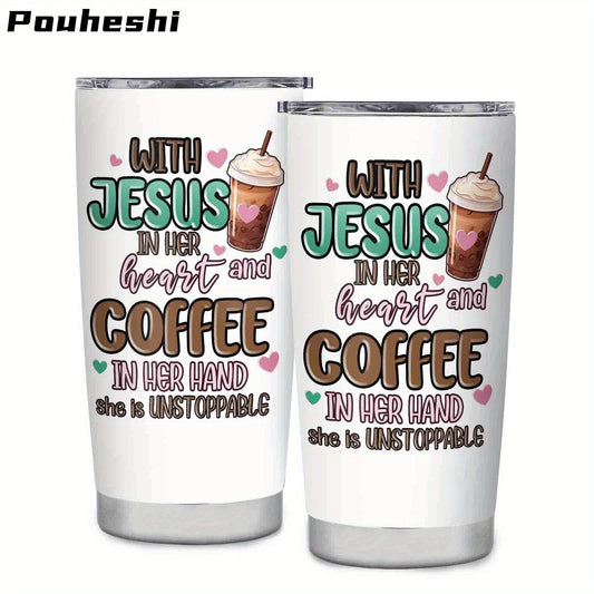 1pc 20oz -Themed Stainless Steel Water Cup with Straw Lid - 3D Printed Christian Inspirational Bible Verse Tumbler, Leakproof & -Slip Grip, Reusable Insulated Design for Hot/Cold Drinks, Faith-Based Gift for Christmas, Easter
