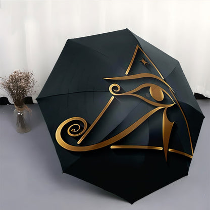 Automatic Folding Umbrella Golden Eye of Horus design. Portable collapsible design, casual outdoor accessory, for all seasons, Christmas birthday festival gift