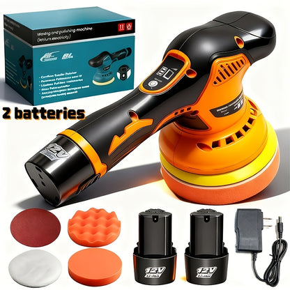 BOURVILL Cordless Car Polisher, Car Polishing Kit, with Battery, 8 Gears, Up to 5000 RPM, 5-inch Grinding Screen Button, for Car Detailing/scratch Removal