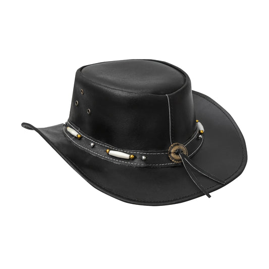 1pc Western Cowboy Hat Shapeable Indoor Outdoor Hat, Halloween Christmas Hat, Genuine Leather Western Vintage Outdoor Wide Brim Hat for Men Women, 2 Style Available