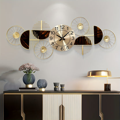 39 X 16 Inch Large Metal Wall Clock Decorative 3D Metal Wall Art Clock For Living Room Bedroom Creative Modern Big Wall Clock Decor Silent No-Ticking - Perfect Gift For Housewarming & Home Decor Enthusiasts