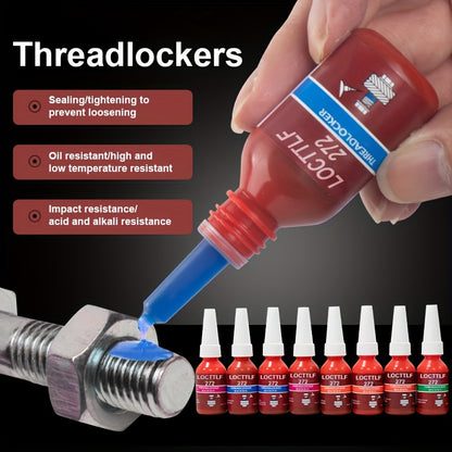 Thread Lock, 1.69oz Medium And 1.69oz Strong Strength Threadlocker For Locking Nuts, Bolts, Fasteners And Metals, Thread Locker Sealant To Prevent Loosening & Corrosion (Removable + Permanent) NO. 272/ 243