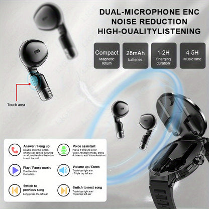 LIGE New Smartwatch with 2-in-1 Wireless Earbuds, NFC Access Card Function, Full Touch Control, - 1.46''TFT Screen, Fitness Tracker, Music Playback, Sleep Monitor, Weather Updates, Information Storage, Multiple Sports Modes,