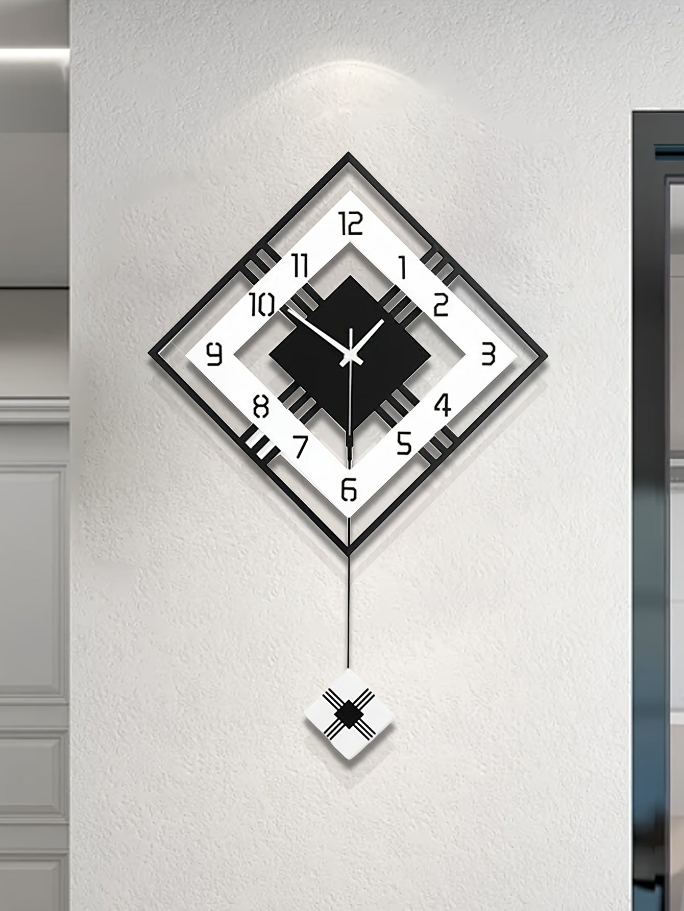 [Silent Wall Clock] Silent Modern Black Acrylic Wall Clock | Digital Display, Fantasy-Themed Design, No-Drill Installation for Living Room, Bedroom, or Dining Room Decor