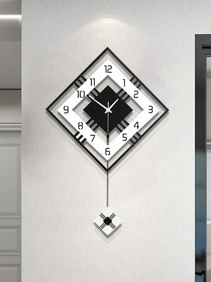 [Silent Wall Clock] Silent Modern Black Acrylic Wall Clock | Digital Display, Fantasy-Themed Design, No-Drill Installation for Living Room, Bedroom, or Dining Room Decor