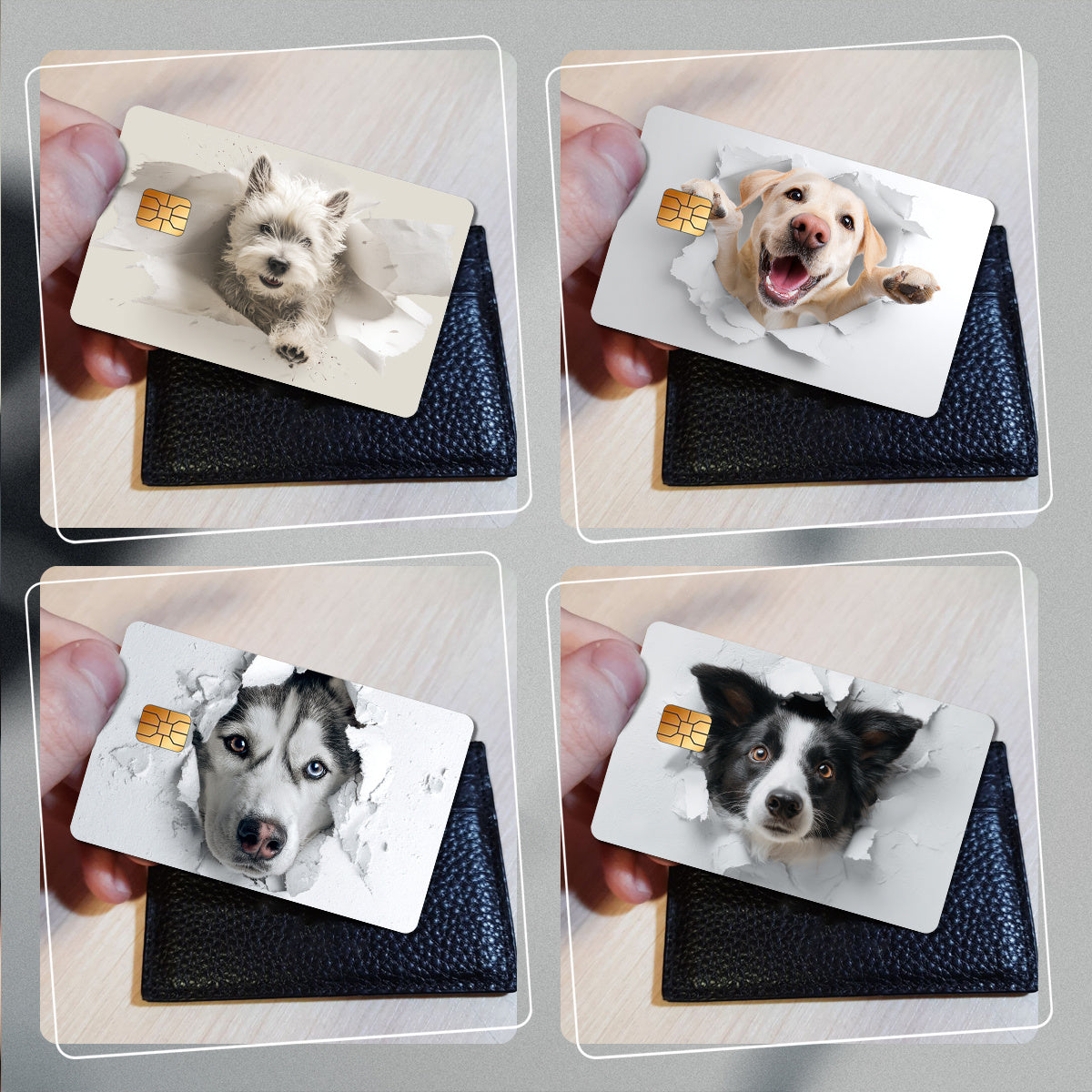 Fun Puppy Pattern Beige - Durable PVC Privacy Protection Stickers, Suitable for Credit Cards, Bank Cards, and Transit Cards, Scratch-Resistant, Fashionable Decorative Accessories and Gifts, Removable Self-Adhesive Decorative
