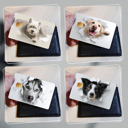 Fun Puppy Pattern Beige - Durable PVC Privacy Protection Stickers, Suitable for Credit Cards, Bank Cards, and Transit Cards, Scratch-Resistant, Fashionable Decorative Accessories and Gifts, Removable Self-Adhesive Decorative