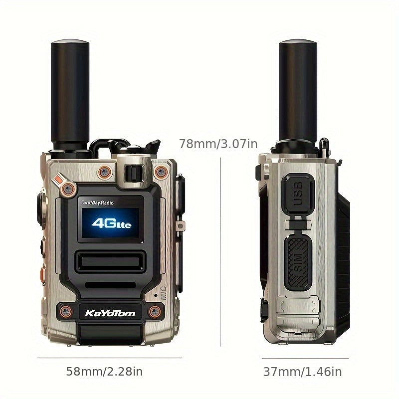 Kayotom Global Walkie-talkie with Unlimited Range 4G Two-way Radio Is Easy to Operate, Has No Monthly Fee, Long Battery Life, Is Sturdy And Durable, Dust-proof And Shock-proof, Suitable for Outdoor, Group And Remote Coordinat