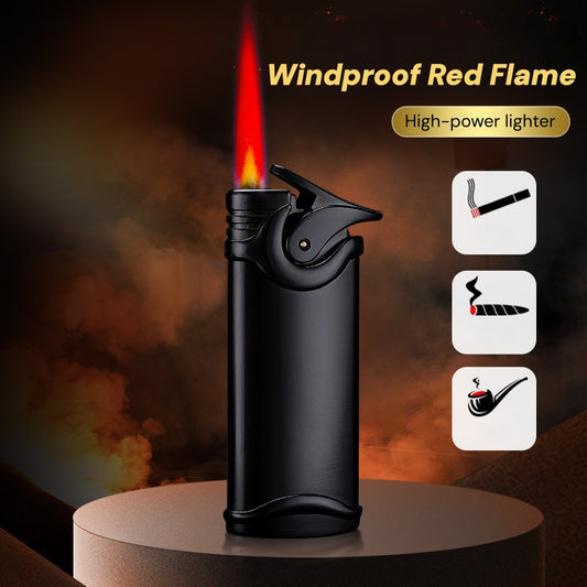 Retro Windproof Lighter - Heavy-Duty Metal Construction, Windproof & High Quality, Push Ignition with Flame Adjustment, Compact Portable Refillable Lighter for Camping, BBQ, Fireplace, Candle - Ideal Gift for Men, Boyfriend