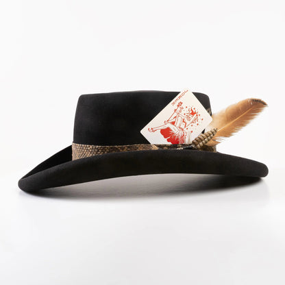 Men'S Elegant Solid Pure Velvet Felt Hat with Decorative Webbing - Wide Brim, Structured Crown & Smooth Curved Visor, Durable & Comfortable for Formal & Casual Attire, All-Season Versatile Design, Ideal for Weddings, Business