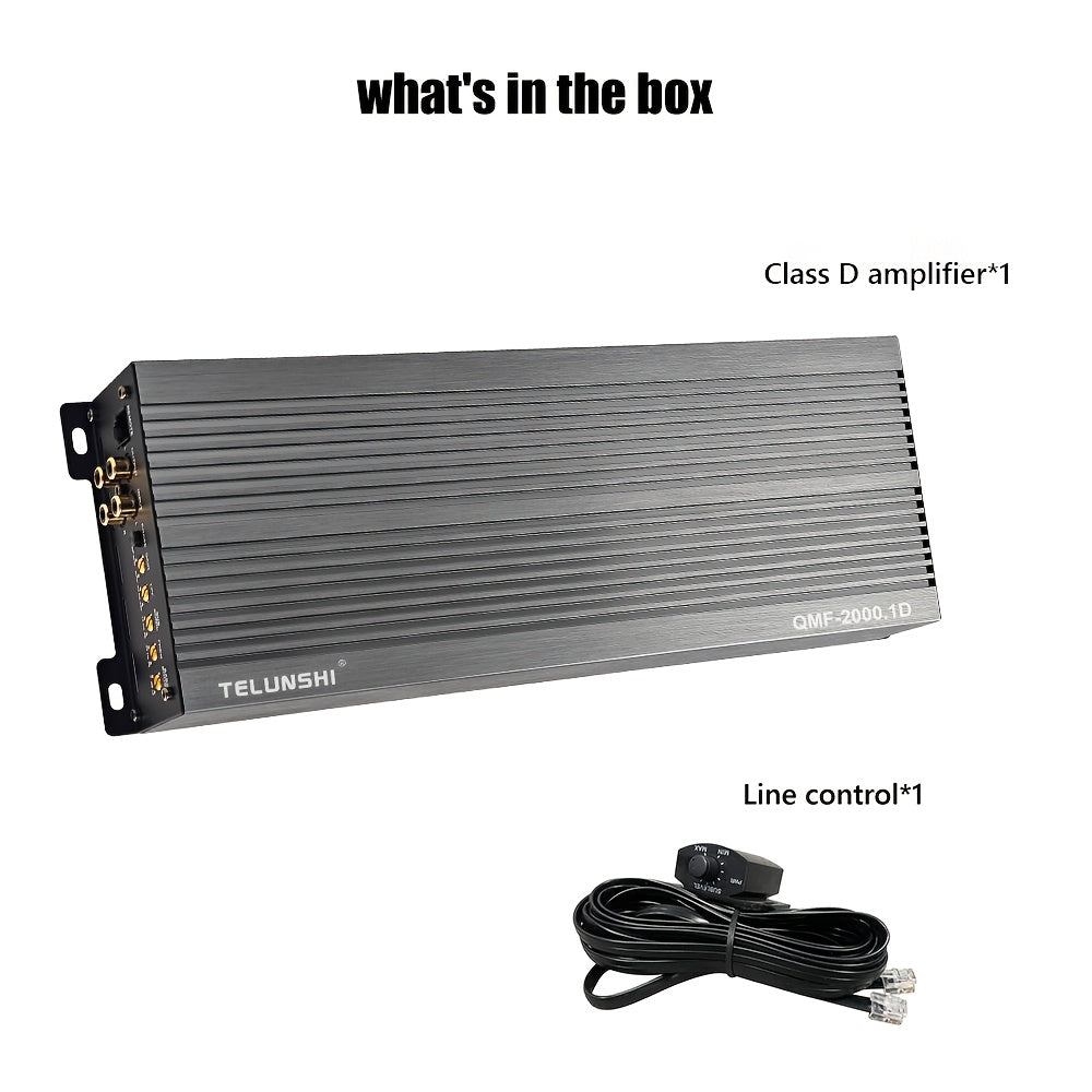 Bemines 2000.1 - High Power Car Amplifier - RMS 2000W Class D - Single-Channel Compact Audio Amp with HIFI Sound, Full Aluminum Alloy Chassis & Heat Sink Cooling - Suitable for Car Audio Upgrade