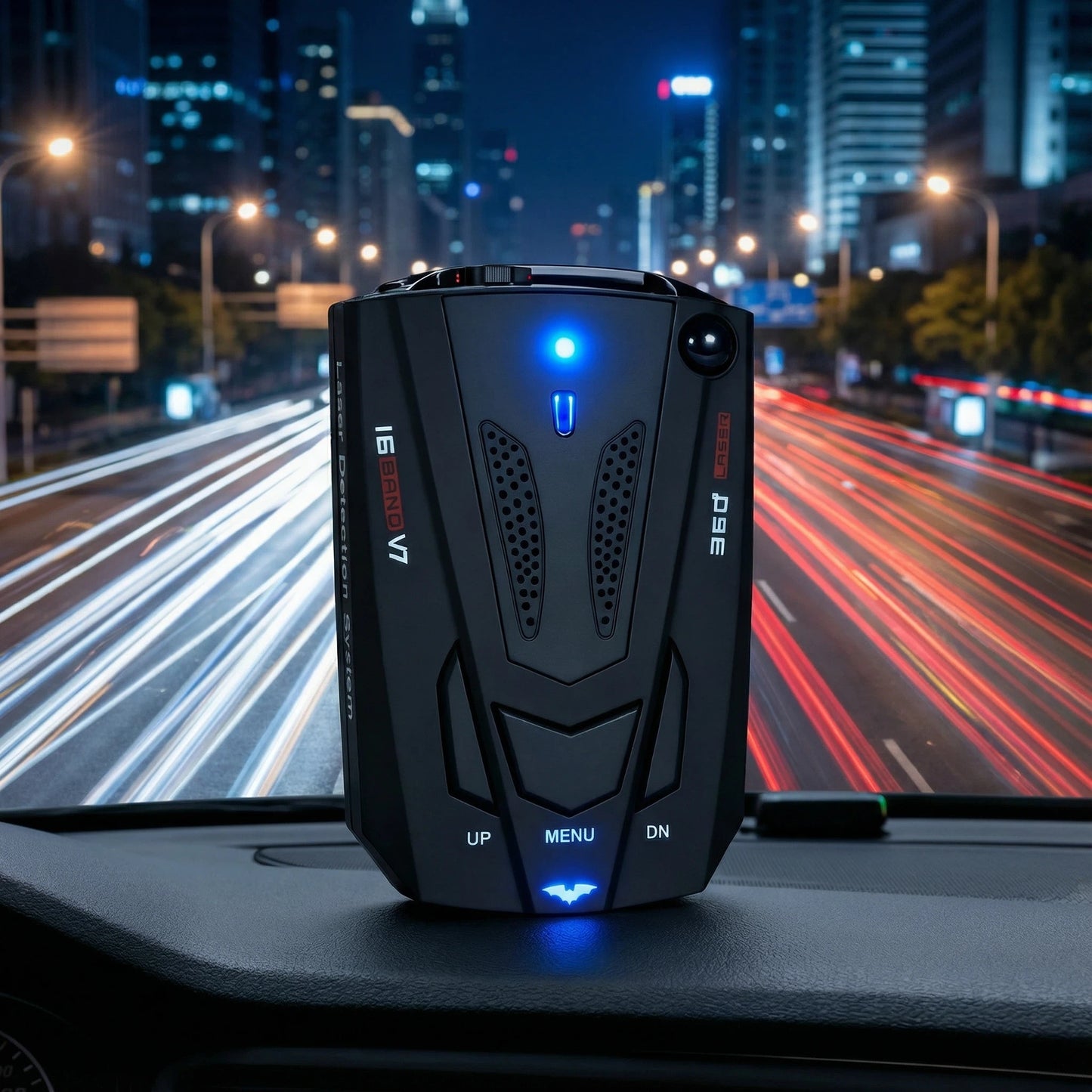 V9 16-Band 360° Car Trucker Laser Radar Detector with Speed Voice Alert Warning System for Anti-Speed Trap, Red-Light Cameras, and Full Road Coverage