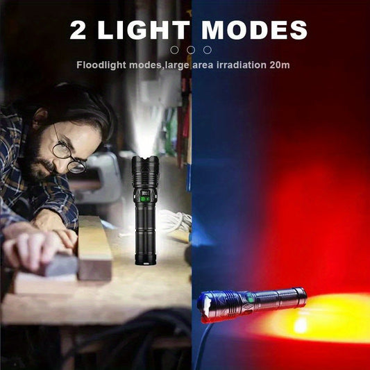 [Extra-large | High Brightness] Extra-large | High Brightness Strobe Flashlight 1 Pack, Red and Blue, Emergency Lighting, with Strap, Suitable for Camping, Fishing, Cycling, Repair