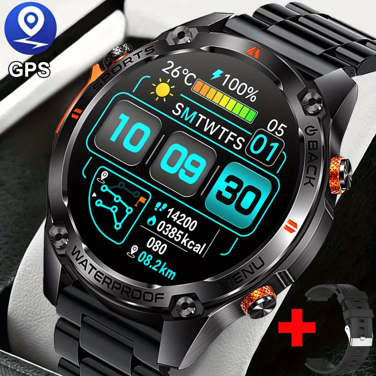 COIUSOR GPS Smartwatch for Men & Women - 1.46" AMOLED HD Display, Wireless Calls & SMS Alerts, Dual-Band L1+L5 GPS, Compass, Altitude, 5 Sports Modes, Magnetic Charging, High Quality, Compatible with for Iphone & Android, Tac